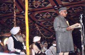 Vice-President of India Dr. G.S. Pathak giving his speech, February 3, 1974